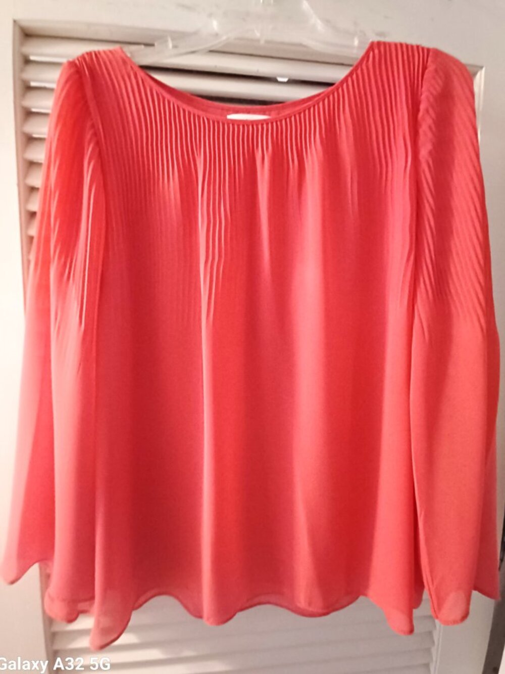 Max Studio Women's L Petite Chiffon Rose Coral Pink Blouse Top